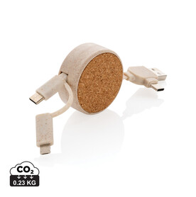 Kork und Weizen 6-in-1 Ladekabel khaki bedrucken, Art.-Nr. P302.369