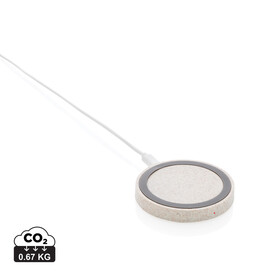 Rundes 5W Charging Pad aus Weizenstroh khaki bedrucken, Art.-Nr. P308.299 Rundes 5W Charging Pad aus Weizenstroh khaki bedrucken, Art.-Nr. P308.299