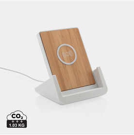 Ontario 10W Ständer aus Bambus &amp;amp; RCS recyceltem Kunststoff weiß bedrucken, Art.-Nr. P308.413