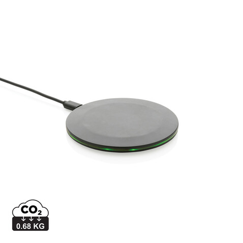 15W-Wireless-Fast-Charger aus recyceltem RCS-Kunststoff schwarz bedrucken, Art.-Nr. P308.431