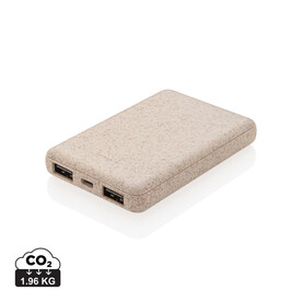 Weizenstroh 5.000 mAh Pocket Powerbank khaki bedrucken, Art.-Nr. P322.139