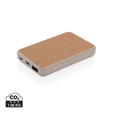 Kork und Weizen 5.000 mAh Pocket-Powerbank khaki bedrucken, Art.-Nr. P322.229