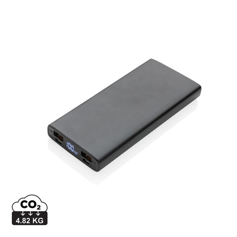 18W PD Powerbank mit 10.000 mAh aus Aluminium schwarz bedrucken, Art.-Nr. P322.241