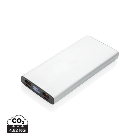 18W PD Powerbank mit 10.000 mAh aus Aluminium silber bedrucken, Art.-Nr. P322.242