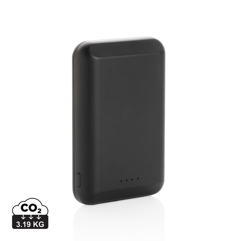 Magnetische 5.000 mAh Wireless Powerbank schwarz bedrucken, Art.-Nr. P322.281