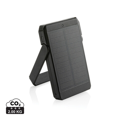 Skywave 5000mah Solar Powerbank, 10W Wireless aus rPlastik schwarz bedrucken, Art.-Nr. P322.361