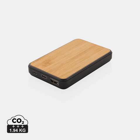 5.000mAh Powerbank aus RCS recyceltem Kunststoff braun bedrucken, Art.-Nr. P322.379