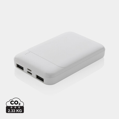 5.000mAh Powerbank aus RCS recyceltem Kunststoff weiß bedrucken, Art.-Nr. P322.613