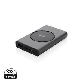 Terra 5000mAh Powerbank aus RCS Aluminium, 5W Wireless grau bedrucken, Art.-Nr. P322.642