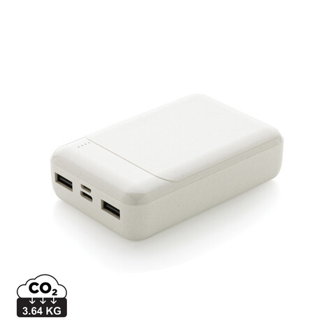 10.000 mAh Powerbank aus RCS Standard recyceltem Kunststoff weiß bedrucken, Art.-Nr. P322.663