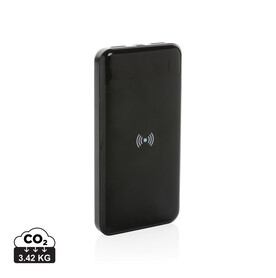 Wireless Powerbank aus RCS Standard recyceltem Kunststoff schwarz bedrucken, Art.-Nr. P322.671