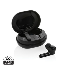 TWS Ohrhörer aus RCS Standard recyceltem Kunststoff schwarz bedrucken, Art.-Nr. P329.671 TWS Ohrhörer aus RCS Standard recyceltem Kunststoff schwarz bedrucken, Art.-Nr. P329.671