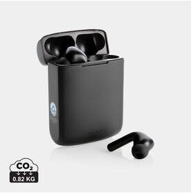 Skywave Solar-Kopfhörer aus RCS recyceltem Kunststoff schwarz bedrucken, Art.-Nr. P331.021