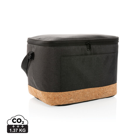 Impact AWARE™ XL RPET Two-Tone Kühltasche mit Korkdetail schwarz bedrucken, Art.-Nr. P422.351