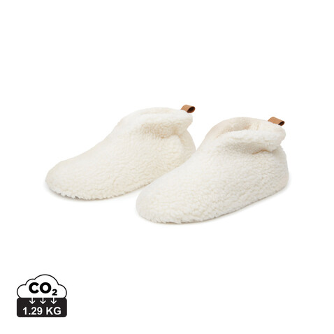 VINGA Santos kuschelige Hausschuhe aus RCS recyceltem PET off white bedrucken, Art.-Nr. V499201SM VINGA Santos kuschelige Hausschuhe aus RCS recyceltem PET off white bedrucken, Art.-Nr. V499201SM