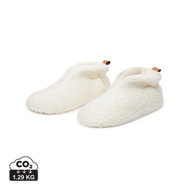 VINGA Santos kuschelige Hausschuhe aus RCS recyceltem PET off white bedrucken, Art.-Nr. V499211LXL