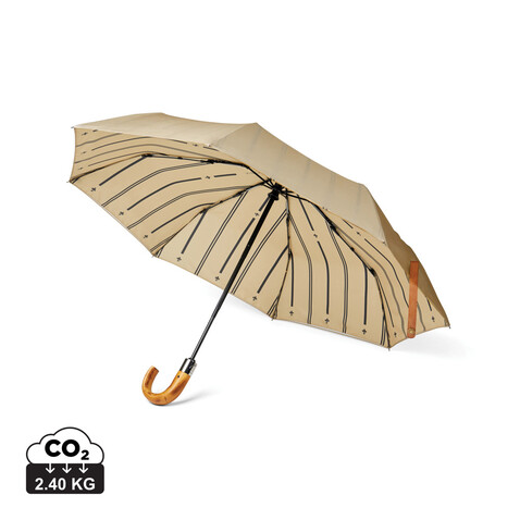 VINGA Bosler AWARE™ 21" faltbarer Schirm aus recyceltem PET beige bedrucken, Art.-Nr. V850019 VINGA Bosler AWARE™ 21" faltbarer Schirm aus recyceltem PET beige bedrucken, Art.-Nr. V850019