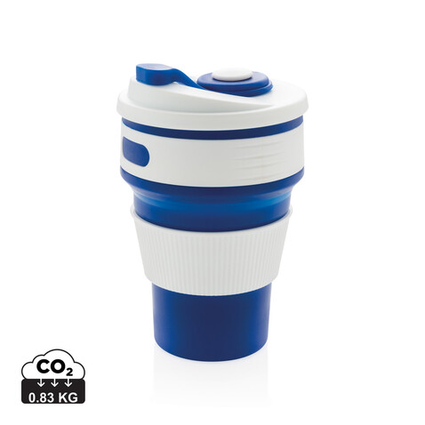 faltbarer Silikon-Becher blau bedrucken, Art.-Nr. P432.605