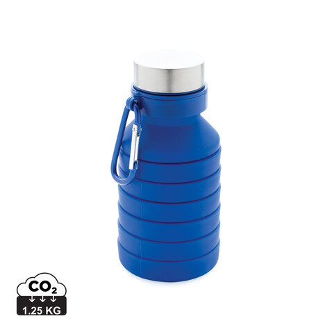 Auslaufgeschützte faltbare Silikonflasche blau bedrucken, Art.-Nr. P432.625