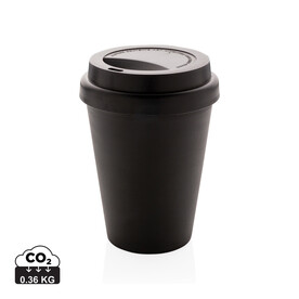 Wiederverwendbarer doppelwandiger Kaffeebecher 300ml schwarz bedrucken, Art.-Nr. P432.691