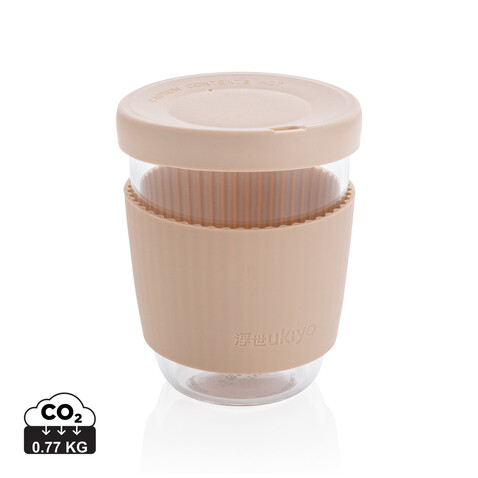 Ukiyo Borosilikatglas mit Silikondeckel &amp; Sleeve braun bedrucken, Art.-Nr. P432.709