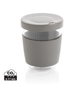 Ukiyo Borosilikatglas mit Silikondeckel &amp;amp; Sleeve grau bedrucken, Art.-Nr. P432.702