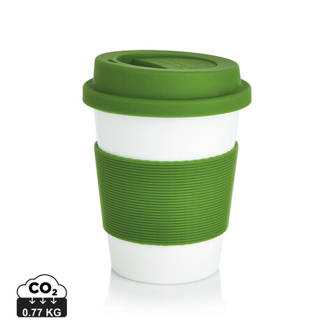 ECO PLA Kaffeebecher grün, weiß bedrucken, Art.-Nr. P432.887