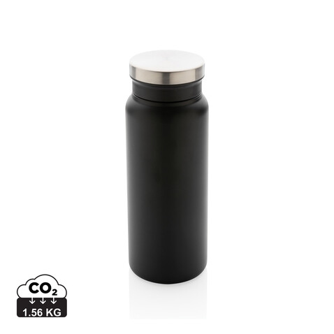 RCS recycelte Stainless Steel Vakuumflasche 600ml schwarz, schwarz bedrucken, Art.-Nr. P433.021