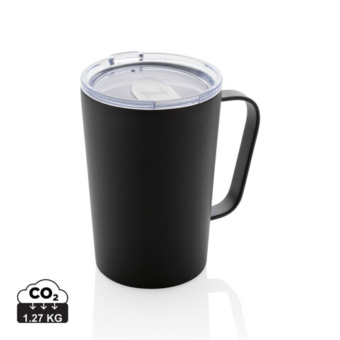 RCS recycelter Stainless Steel Isolierbecher mit Deckel schwarz bedrucken, Art.-Nr. P433.051