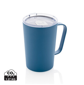 RCS recycelter Stainless Steel Isolierbecher mit Deckel blau bedrucken, Art.-Nr. P433.055