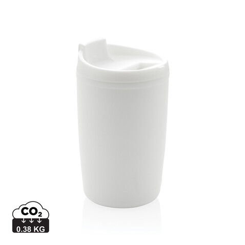 GRS recycelter PP-Becher mit Flip-Deckel weiß bedrucken, Art.-Nr. P433.083