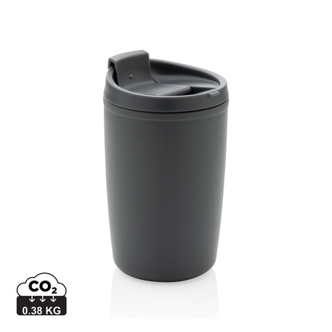 GRS recycelter PP-Becher mit Flip-Deckel grau bedrucken, Art.-Nr. P433.082