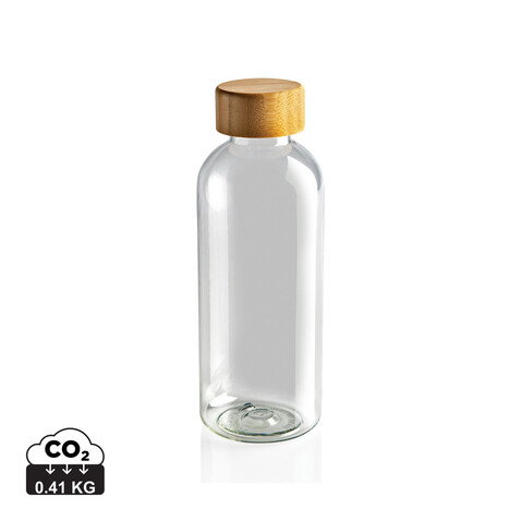 RCS rPET Flasche mit Bambus-Deckel transparent bedrucken, Art.-Nr. P433.090
