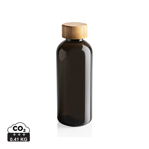 RCS rPET Flasche mit Bambus-Deckel schwarz bedrucken, Art.-Nr. P433.091
