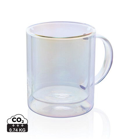 Doppelwandiger Deluxe-Becher aus galvanisiertem Glas transparent bedrucken, Art.-Nr. P433.110