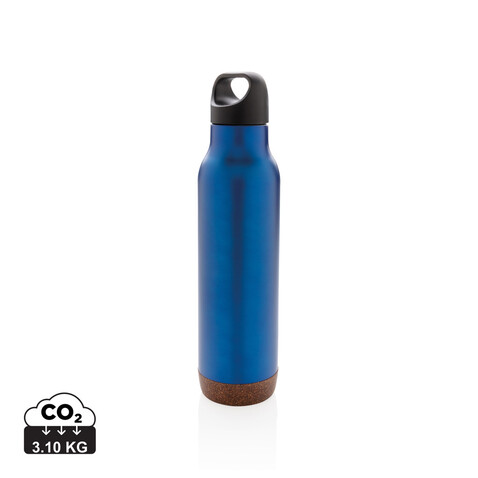 Auslaufsichere Vakuum-Flasche mit Kork blau bedrucken, Art.-Nr. P433.285