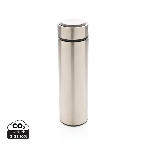Vakuum Stainless Steel Flasche mit gebürstetem Metalldeckel silber bedrucken, Art.-Nr. P433.392