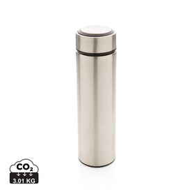 Vakuum Stainless Steel Flasche mit gebürstetem Metalldeckel silber bedrucken, Art.-Nr. P433.392