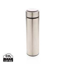 Vakuum Stainless Steel Flasche mit gebürstetem Metalldeckel silber bedrucken, Art.-Nr. P433.392