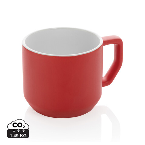Moderne Keramiktasse, 350ml rot bedrucken, Art.-Nr. P434.044
