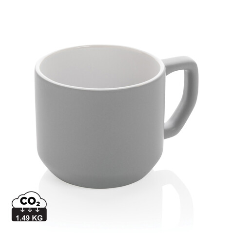 Moderne Keramiktasse, 350ml grau bedrucken, Art.-Nr. P434.042