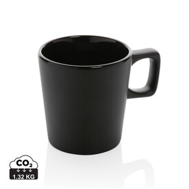 Moderne Keramik Kaffeetasse, 300ml schwarz, schwarz bedrucken, Art.-Nr. P434.051 Moderne Keramik Kaffeetasse, 300ml schwarz, schwarz bedrucken, Art.-Nr. P434.051