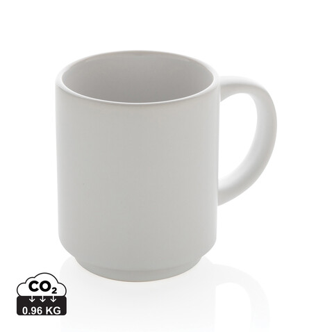 Stapelbare Keramiktasse, 180ml weiß bedrucken, Art.-Nr. P434.073