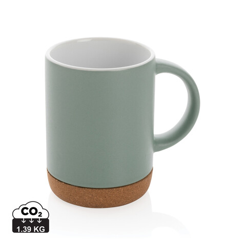 Keramikbecher mit Korkboden, 280ml grün bedrucken, Art.-Nr. P434.087