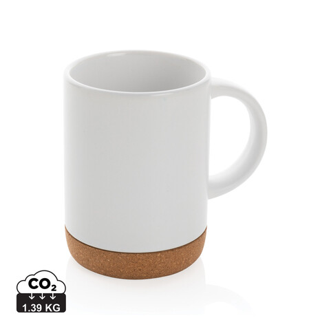 Keramikbecher mit Korkboden, 280ml weiß bedrucken, Art.-Nr. P434.083