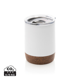 Kleine Vakuum-Kaffeetasse aus RCS rSteel & Kork weiß bedrucken, Art.-Nr. P435.053 Kleine Vakuum-Kaffeetasse aus RCS rSteel & Kork weiß bedrucken, Art.-Nr. P435.053