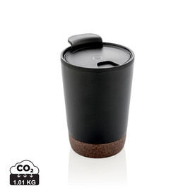 GRS rPP Edelstahl-Kaffeebecher mit Kork schwarz bedrucken, Art.-Nr. P435.071 GRS rPP Edelstahl-Kaffeebecher mit Kork schwarz bedrucken, Art.-Nr. P435.071