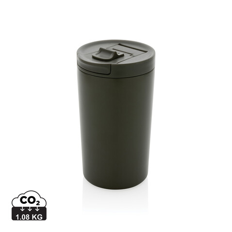 Doppelwandiger Vakuum-Becher aus RCS recyceltem SS grün bedrucken, Art.-Nr. P435.097