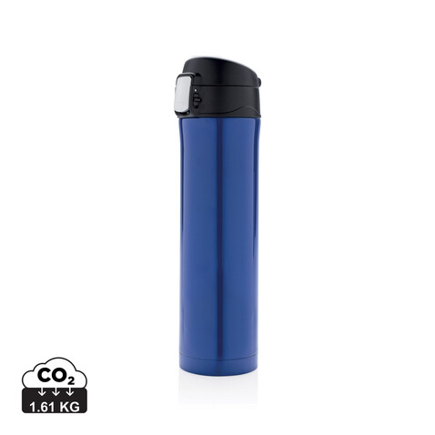 Easy Lock Vakuum-Flasche aus RCS recyceltem Stahl blau bedrucken, Art.-Nr. P435.505