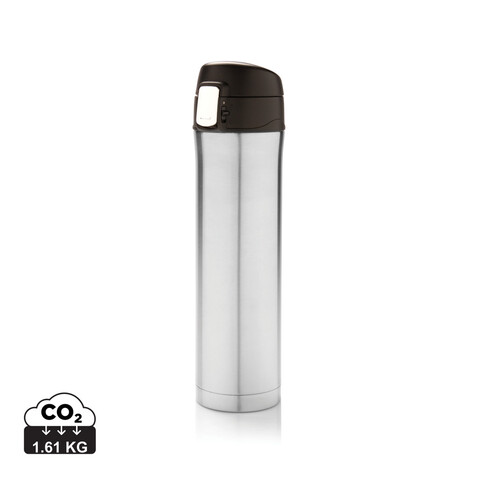 Easy Lock Vakuum-Flasche aus RCS recyceltem Stahl silber bedrucken, Art.-Nr. P435.502